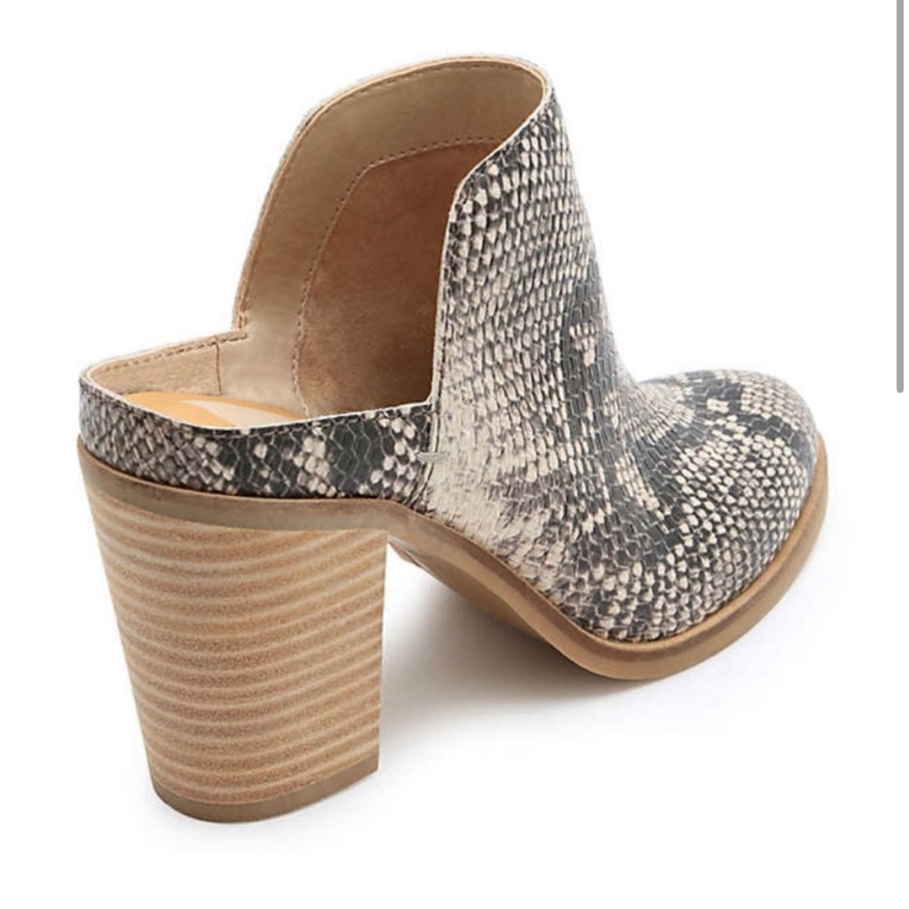 Dolce Vita - women’s Selene‎ Snake embossed heeled Mule shoes gray / tan size 8 - Picture 3 of 13